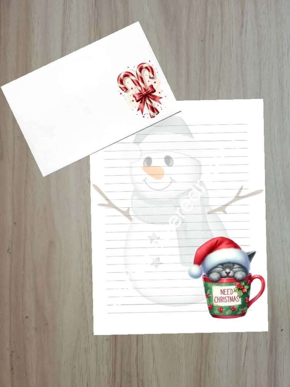 🖤NEW🖤 24pc Holiday Cat Letterhead Set - White with Red and Green Accents
